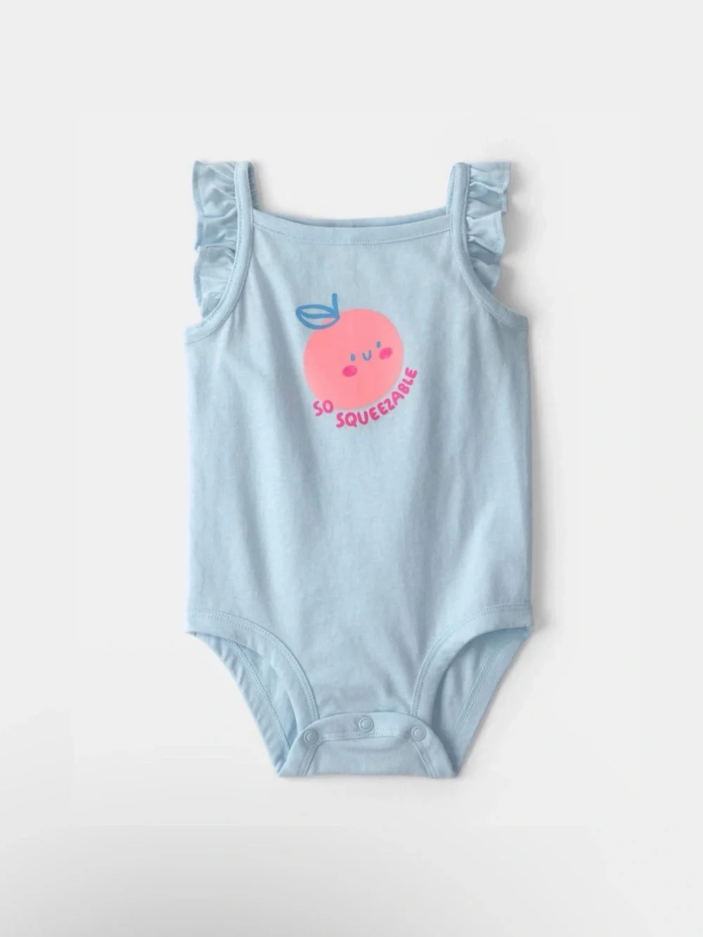 Carter's Light Blue One-Piece with Pink Peach Graphic
